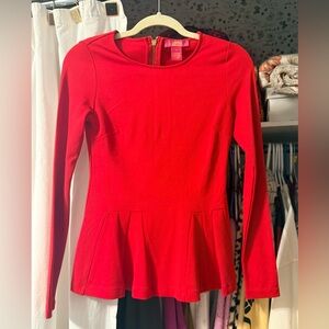 Catherines Bold Red Long Sleeve Blouse
